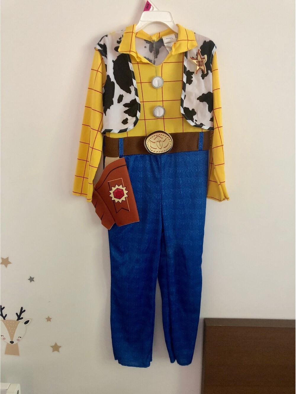 Disney Toy Story Woody Costume S/P 4-6 Jumpsuit Only Halloween Disguise Foam